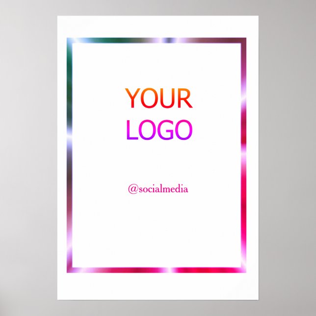 custom add your logo personalized pink red border  poster (Front)