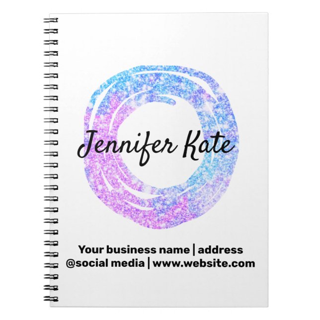 custom add your name address company glitter noteb notebook (Front)