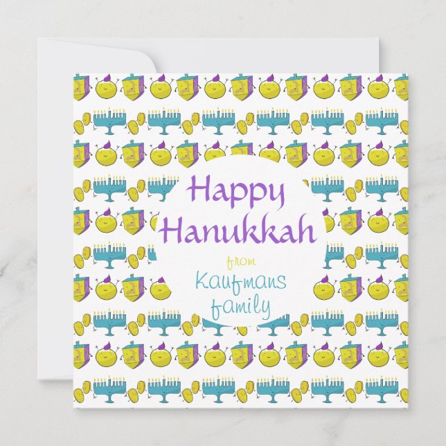 Custom add your name Hanukkah cute card (Front)