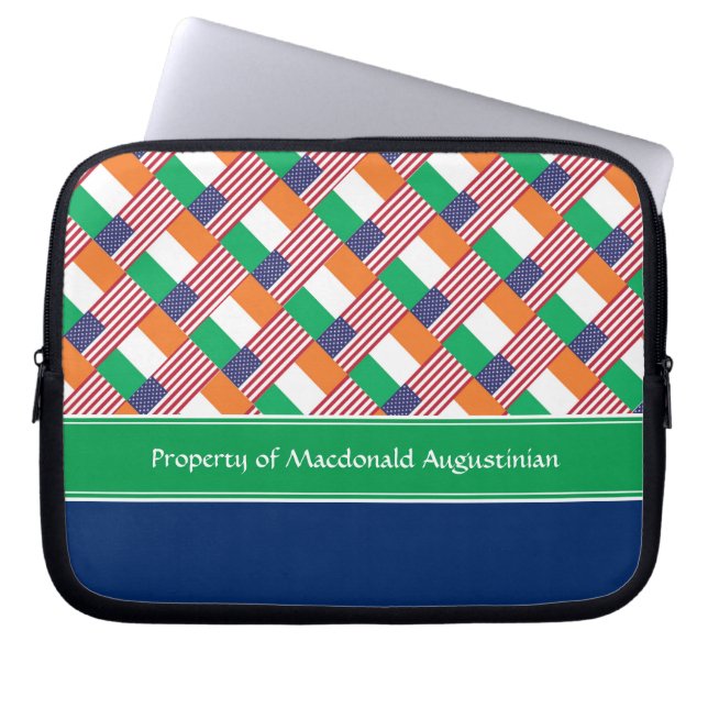 Custom Add Your Name IRISH-AMERICAN Laptop Sleeve (Front)