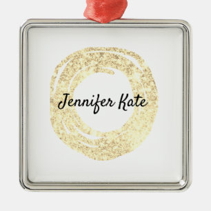 custom add your name monogram christmas glitter ce metal ornament