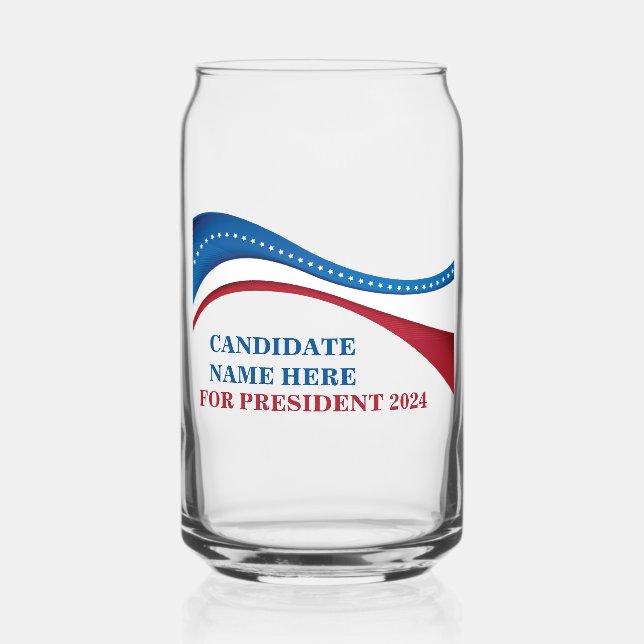 Custom Add Your Own Candidate for President 2024 Can Glass (Front)