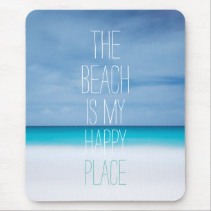 Custom add your own photo beach is my happy place  mouse pad