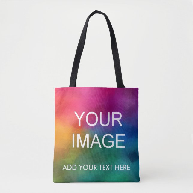Custom Add Your Own Photo Text Template Tote Bag (Front)