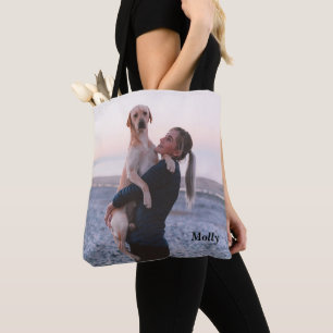 Custom add your pet name and photograph, tote bag
