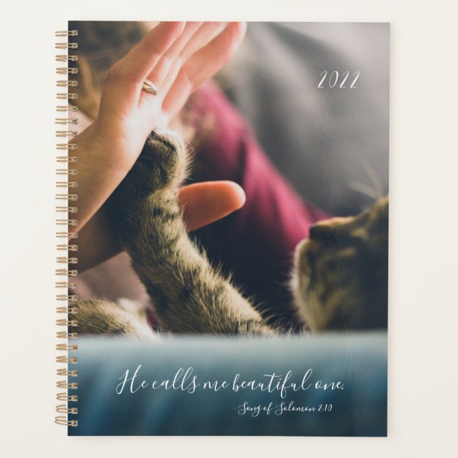 Custom add your pet's cat's photo quote planner (Front)