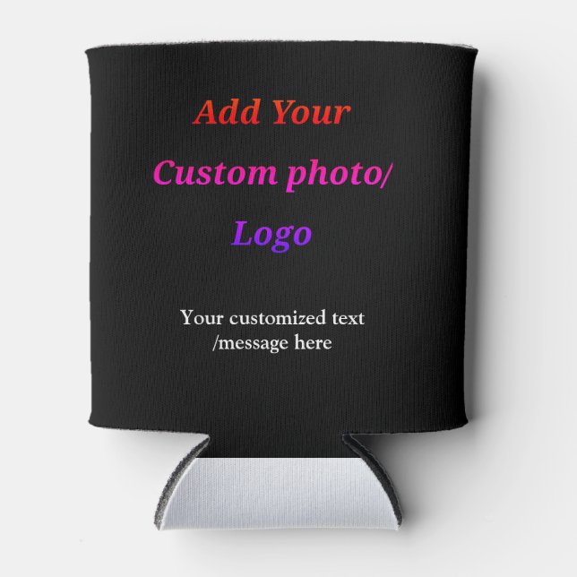 custom add your photo logo your text custom modern can cooler (Front)