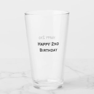 custom add your text happy birthday 2nd simple  glass