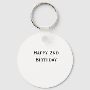 custom add your text happy birthday 2nd simple keychain