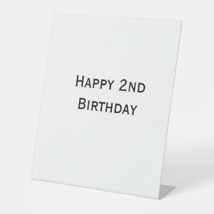 custom add your text happy birthday 2nd simple  pedestal sign