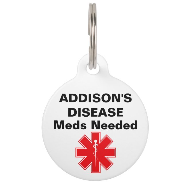 Custom Addisons Disease Alert Dog Cat Pet Tag (Front)