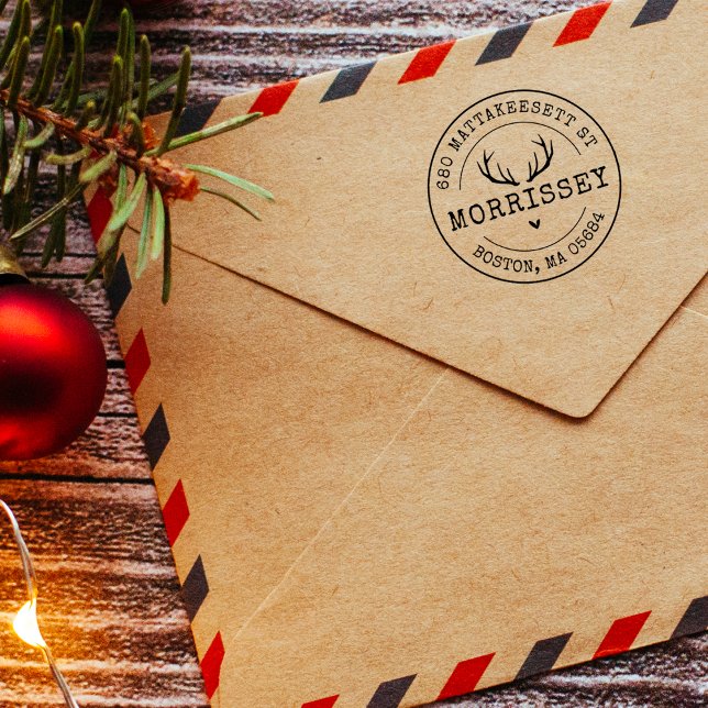 Custom Address Deer Antlers Self-inking Stamp (Custom Return Address Deer Antlers Self-inking Stamp)