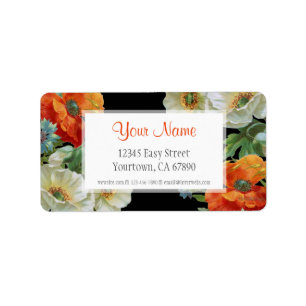 Custom Address Elegant Poppy Cornflowers Labels