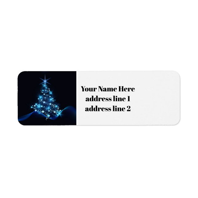 custom address label Christmas modern blue tree (Front)