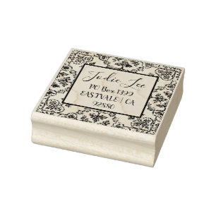 Custom Address Label Damask Design Rubber Stamp
