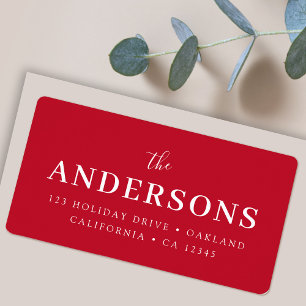 Custom Address Label   Modern Minimal Red