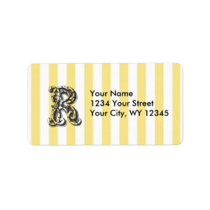 Custom Address Label Monogram Letter R With Yellow
