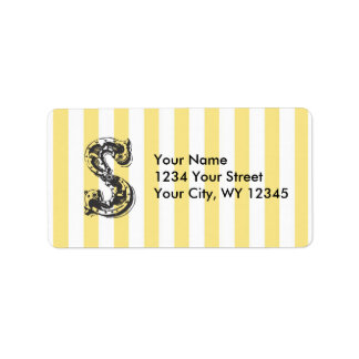 Custom Address Label Monogram Letter S With Yellow