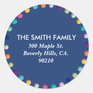 Custom Address Label Round Polka Dots