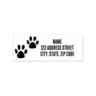 Custom Address Paw Prints Wood Art Stamp