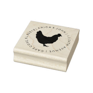 Custom address rubber stamp, Chicken hen Rubber Stamp