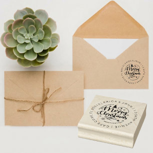 Custom address rubber stamp, merry christmas stamp
