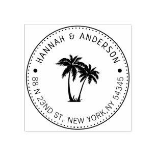Custom Address Stamp, palm tree Rubber Stamp