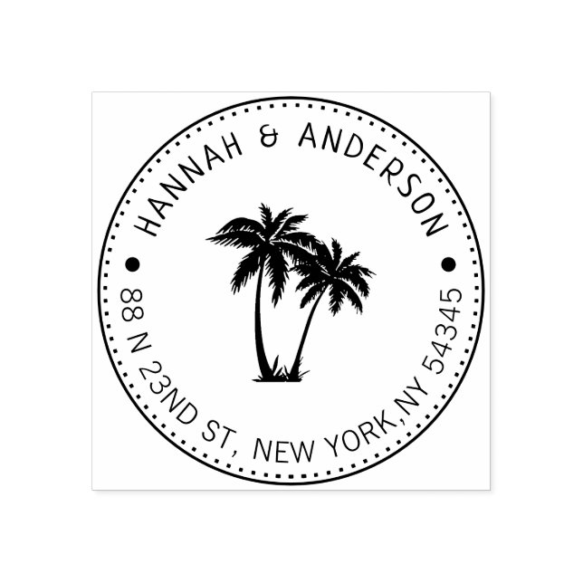 Custom Address Stamp, palm tree Rubber Stamp (Imprint)