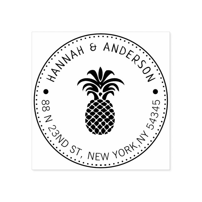 Custom Address Stamp, Pineapple Rubber Stamp (Imprint)
