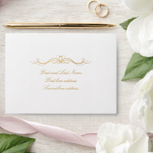 Custom Addressed Elegant Gold & White Wedding Envelope