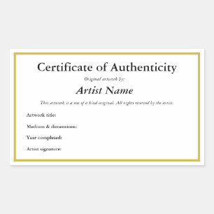 Custom Adhesive Certificate of Authenticity  Sticker
