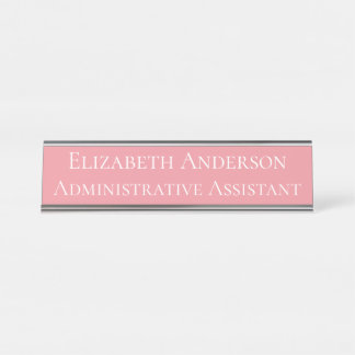 Custom Administrative Assistant Pink Desk Name Plate