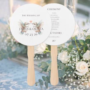 Custom Adorable Hummingbird Wedding Program Hand Fan