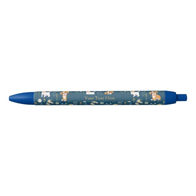 Custom Adorable Puppy Blue Ink Pen (Front)