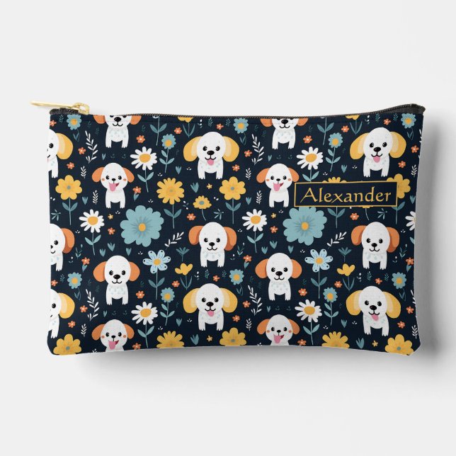 Custom Adorable Puppy Pencil Case Accessory Pouch (Front)