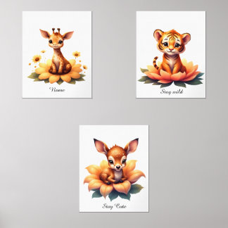 Custom Adorable Safari Friends Nursery Room Decor