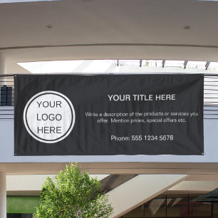 Custom Advertising Black & White Business Logo  Banner