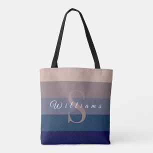 Custom Aesthetic Brown Palette Stripe Colour Block Tote Bag