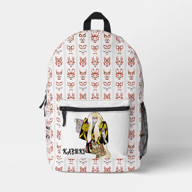Custom Aesthetic Japanese vintage kabuki pattern Printed Backpack (Front)