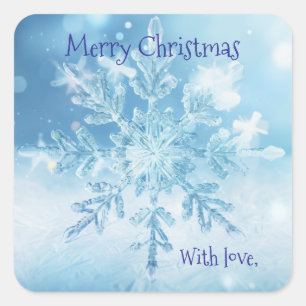 Custom Aesthetic Minimalist Christmas Snowflake   Square Sticker