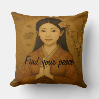 Custom Aesthetic Zen Meditation Mindful Minimalist Throw Pillow