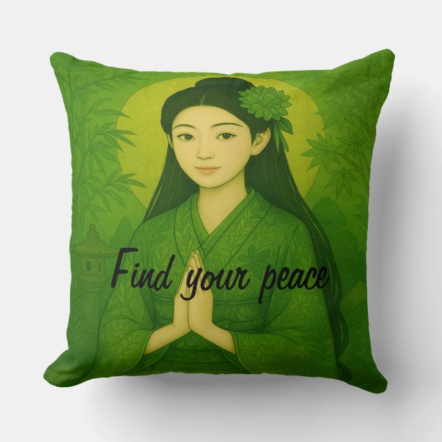 Custom Aesthetic Zen Meditation Mindful Minimalist Throw Pillow (Front)