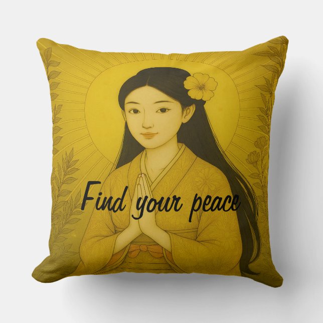 Custom Aesthetic Zen Meditation Mindful Minimalist Throw Pillow (Front)