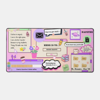 Custom affirmation teacher Kawaii pink purple cute Desk Mat
