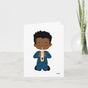 Custom African-American Boy Holy Communion Card