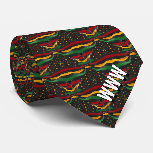 Custom African American Stars and Stripes Tie (Rolled)