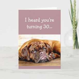 Custom Age 30th Birthday No Day Naps Sleeping Dog Card
