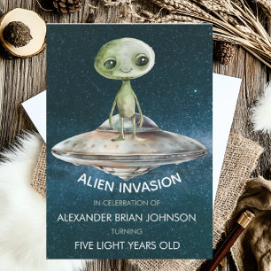 Custom Age Alien Invasion Outer Space Birthday Invitation