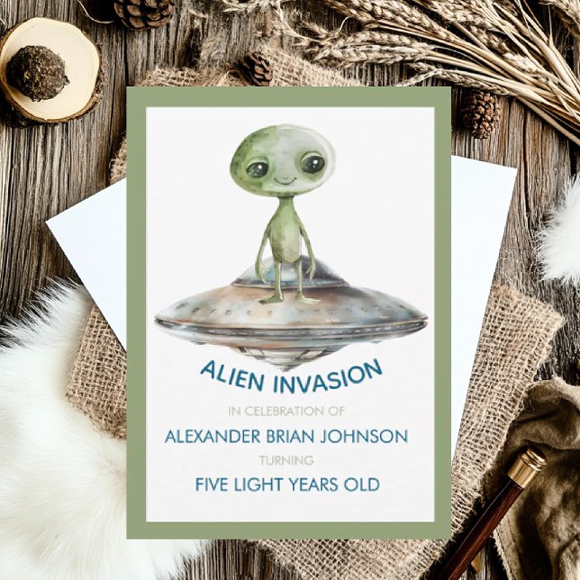 Custom Age Alien Invasion Outer Space Birthday Invitation (Creator Uploaded)