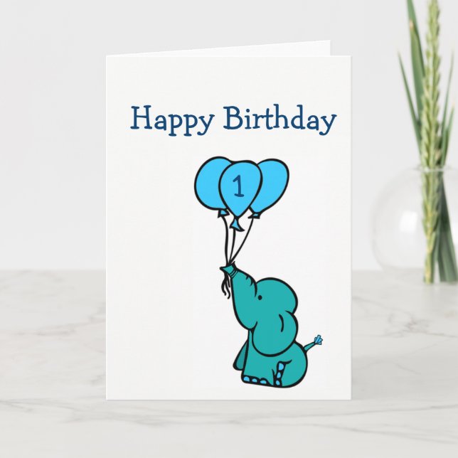 Custom Age Birthday Card - Elephant (Front)